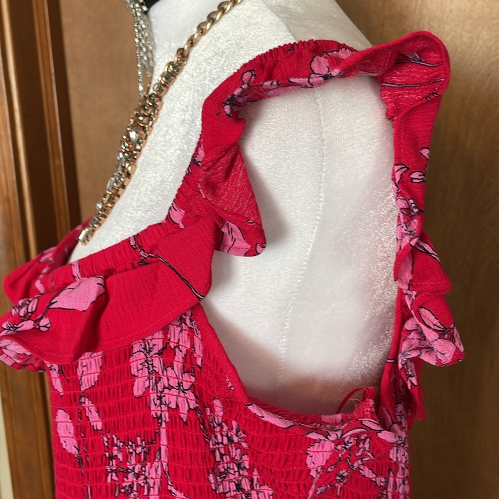 Floral Ruffle Red Dress - Picture 14 of 16